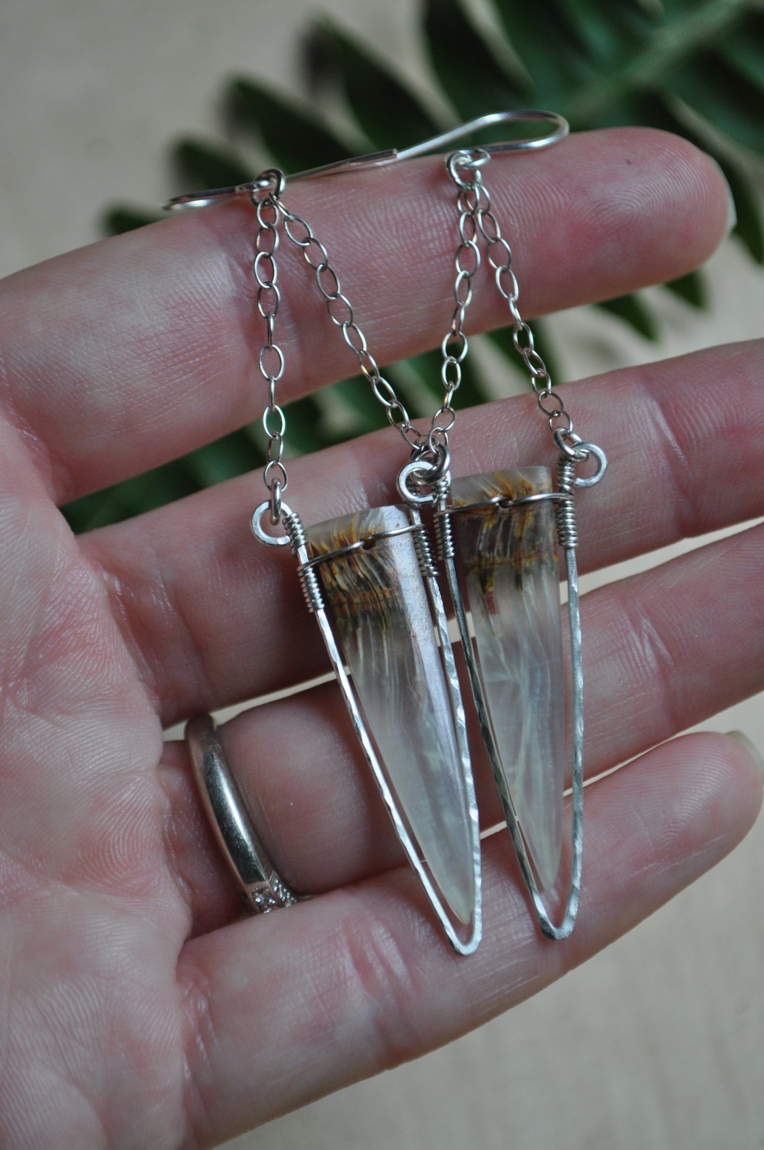 Image of OOAK Blue Calcite Spike Dangles in Sterling Silver