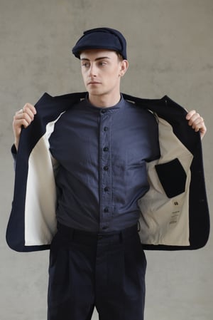 Image of FISHERMAN GILET - Navy wool £260.00