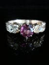 VICTORIAN 18CT RUBY AND OLD CUT DIAMOND 3 STONE RING NICE DETAIL