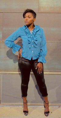 Ruffled Denim Top
