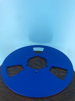 Image of Burlington Recording 10.5" BLUE Aluminum NAB Metal Flanges with 1/4" Hardware 
