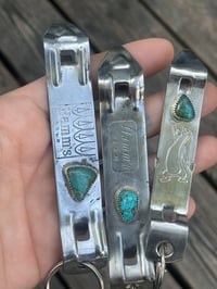 Image 2 of Turquoise adorned bottle opener keychain 