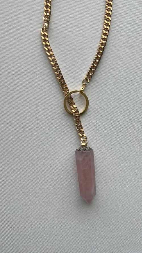 Image of ROSES 2.5 • THIN • Convertible Rose Quartz Lariat