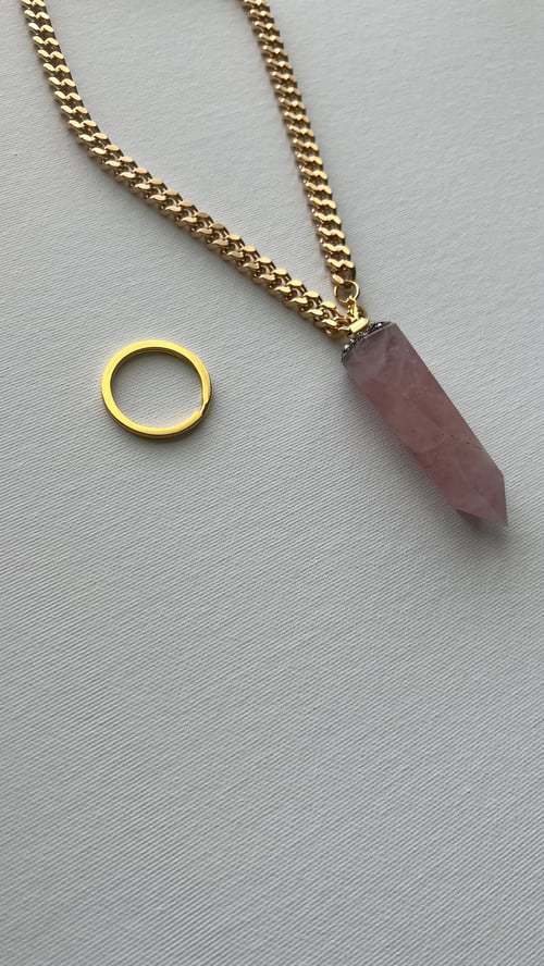 Image of ROSES 2.5 • THIN • Convertible Rose Quartz Lariat