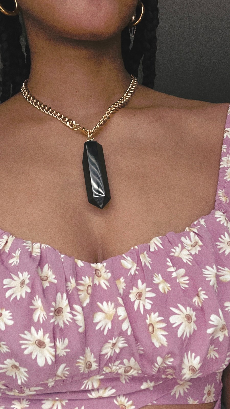 Image of BLACK ROSES 2.5 • THIN • Convertible Obsidian Lariat
