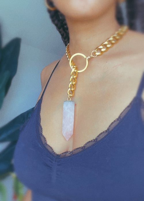 Image of ROSES 1.5 • THICK • Convertible Rose Quartz Lariat