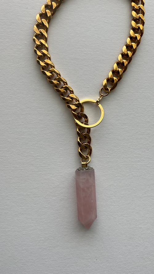 Image of ROSES 1.5 • THICK • Convertible Rose Quartz Lariat