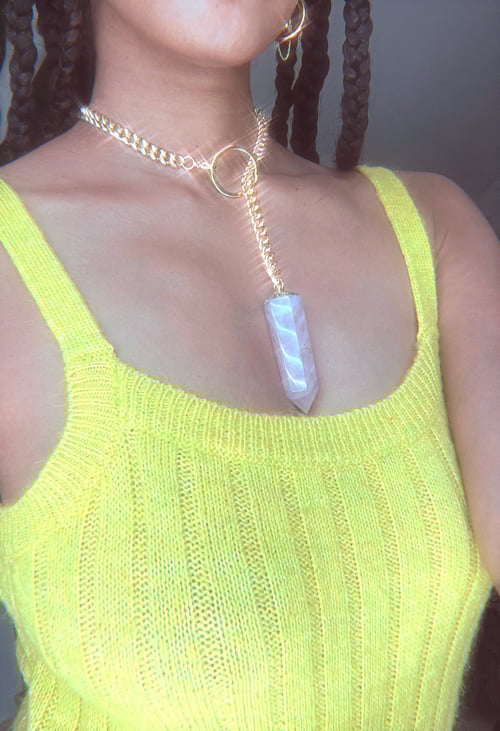 Image of ROSES 2.5 • THIN • Convertible Rose Quartz Lariat