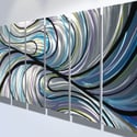 Convergence Blues 77 x 36 - Metal Wall Art Abstract Sculpture Modern Decor