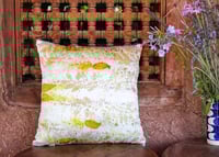 Image 1 of Eco printed / Hand embroidered / Silk pillowcase