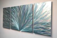 Image 3 of Abstract Metal Wall Art- Radiance Mint - Contemporary Modern Decor