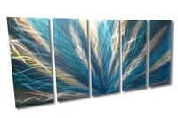 Image 1 of Radiance Teal 36x79 - Metal Wall Art Abstract Sculpture Modern Decor-