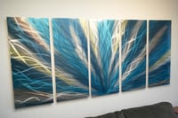 Image 3 of Radiance Teal 36x79 - Metal Wall Art Abstract Sculpture Modern Decor-