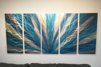 Image 2 of Radiance Teal 36x79 - Metal Wall Art Abstract Sculpture Modern Decor-