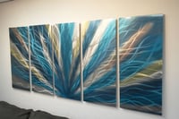 Image 4 of Radiance Teal 36x79 - Metal Wall Art Abstract Sculpture Modern Decor-