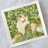 Gouache Pet portrait commission with whimsy botanical background