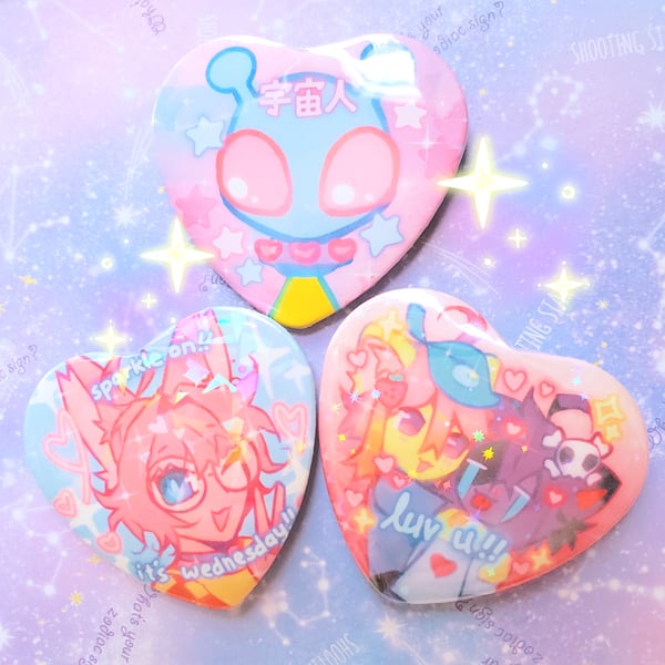 Image of custom heart button commissions