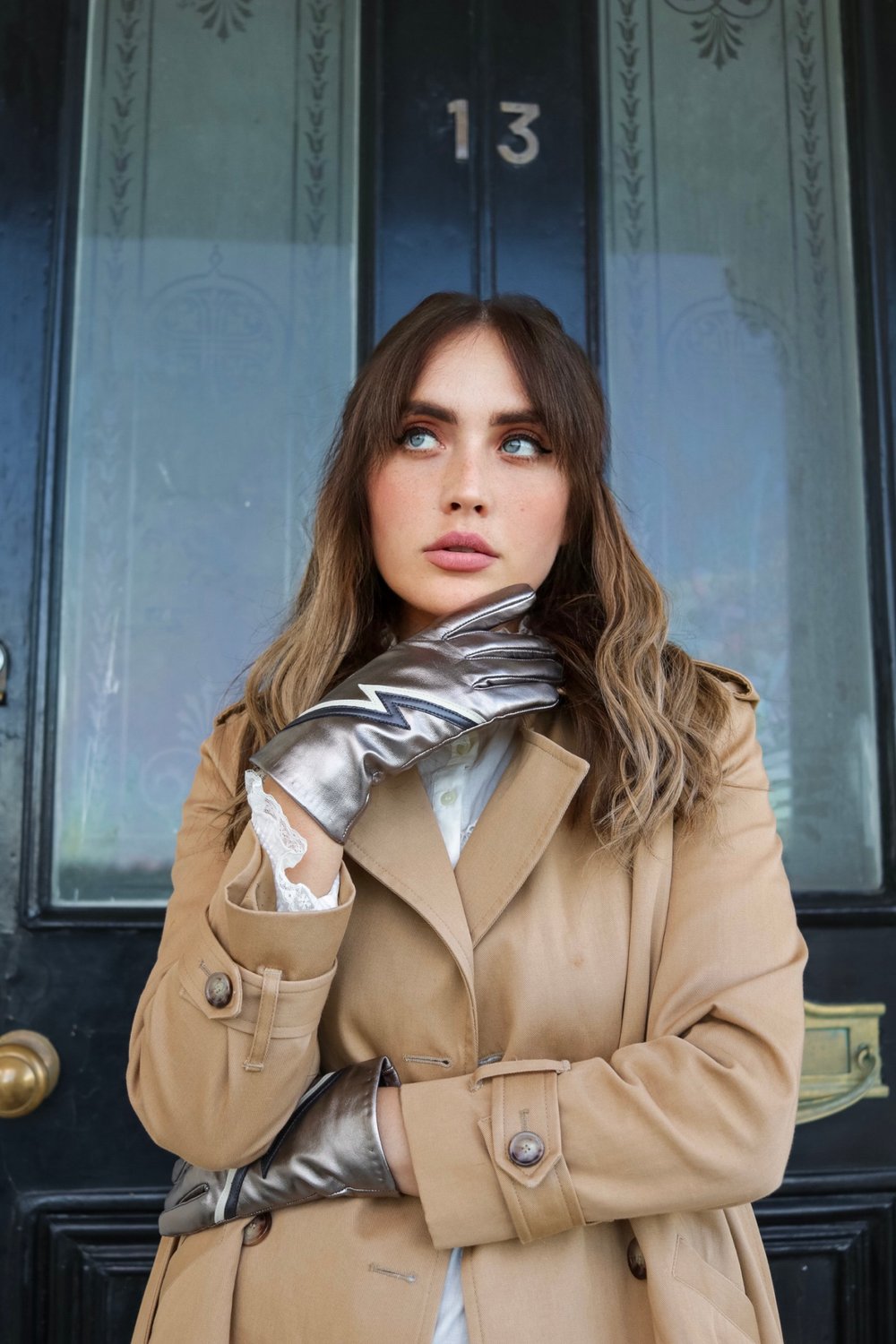 Metallic Ziggy Leather Gloves