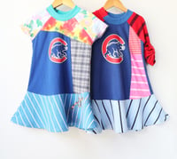 Image 2 of cubbies tiedye floral plaid stripe 3T courtneycourtney dress cubs chicago short sleeve
