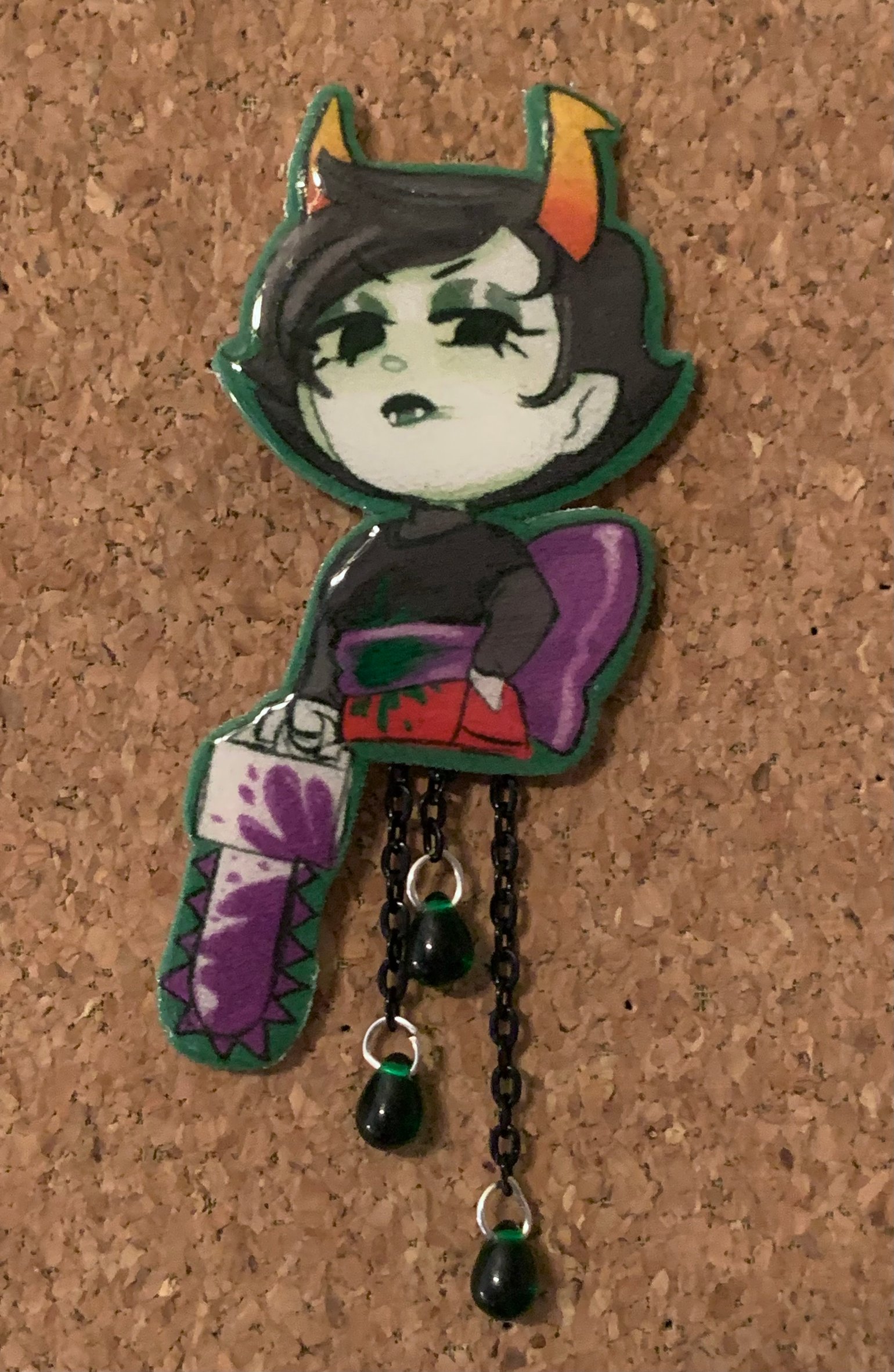 Image of Homestuck shrinky dink Kanaya Maryam dangle pin