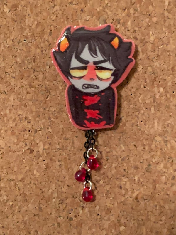 Image of Homestuck shrinky dink Karkat Vantas dangle pin