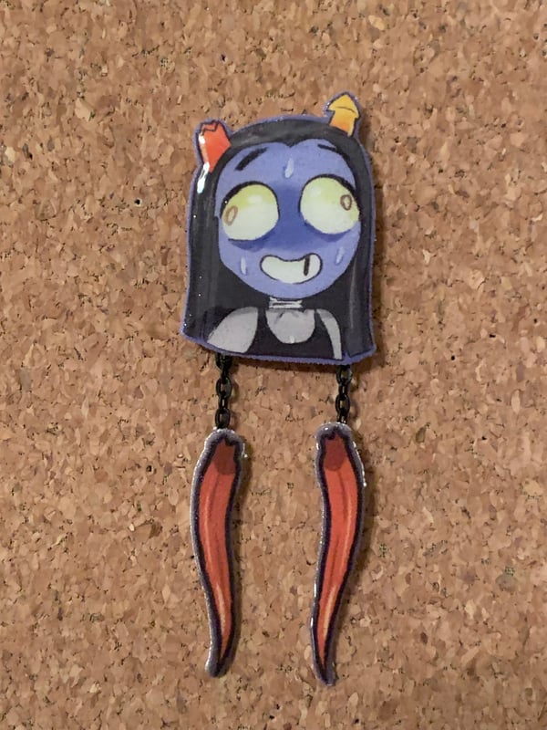 Image of Homestuck shrinky dink Equius Zahhak dangle pin