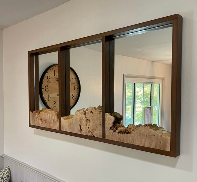 Big Leaf Maple and Walnut Mirror Triptych