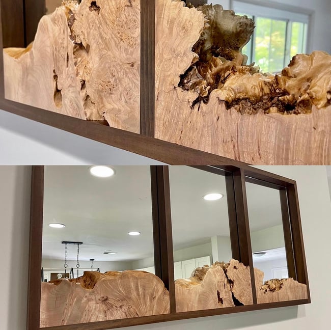 Big Leaf Maple and Walnut Mirror Triptych
