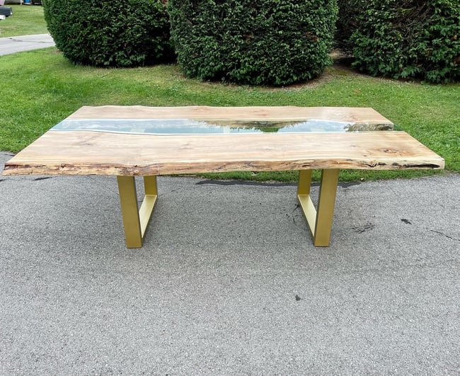 Custom Spalted Maple and Clear Glass Dining Table