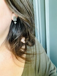 Image 4 of Prehnite Medallion Earrings