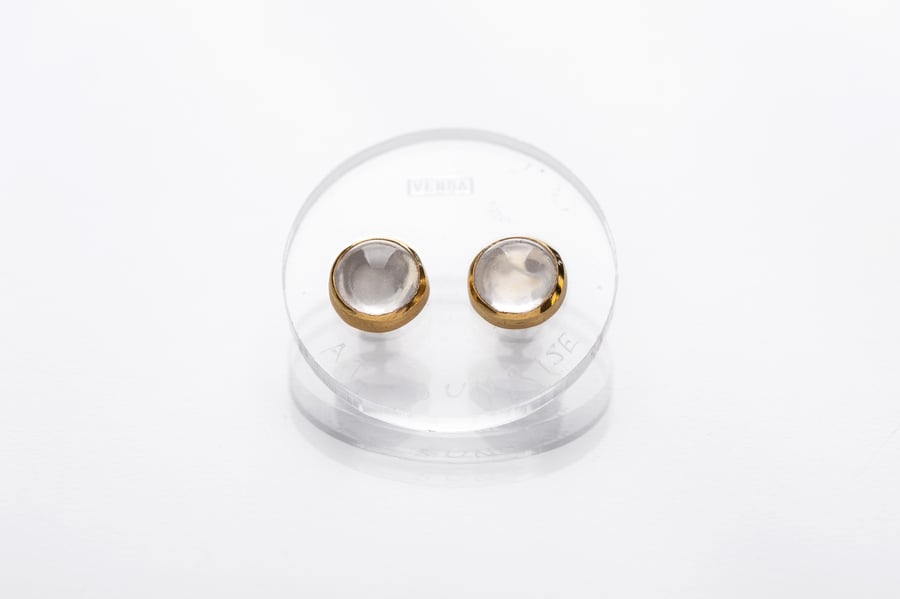 Image of "At sunrise" gold plated sterling silver earrings with transparent rock crystals  · PRIMA LUCE ·