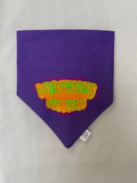Image 3 of Halloween Plaid/I Do Tricks for Treats REVERSIBLE bandana 