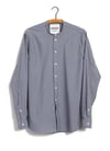 Hansen Garments ANTE | Collarless Shirt | small blue stripes