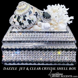 Image of Jet Black and Clear Crystal Decorative Shell Box
