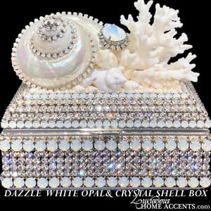 Image of White Opal and Clear Crystal Decorative Shell Box