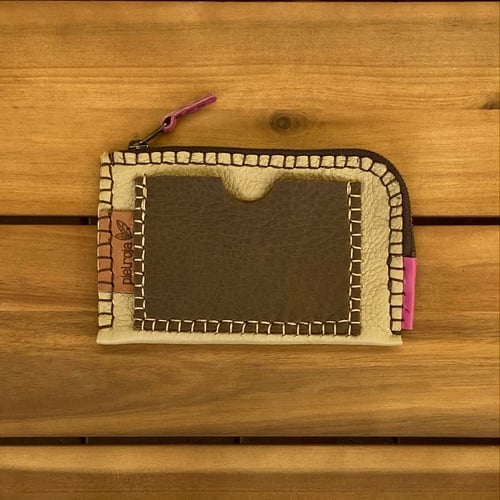 Image of Cartera-tarjetero beige y marrón