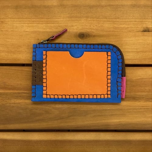 Image of Cartera-tarjetero azul y naranja 