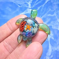 Image 4 of "UNDER THE SEA" CORAL REEF IMPLOSION SEA TURTLE PENDANT MEDIUM 6
