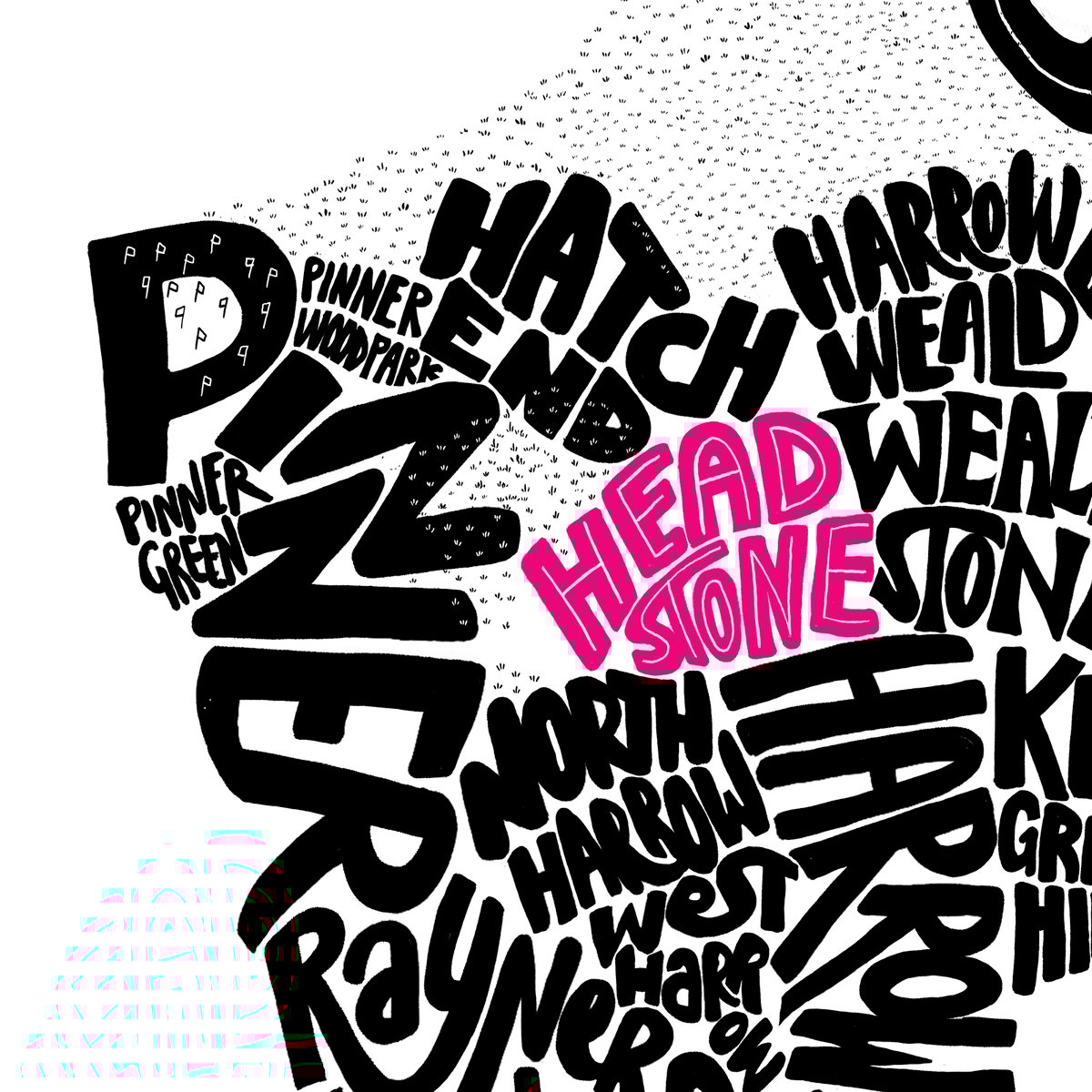 London Borough of Harrow Typographic Map Me On The Map