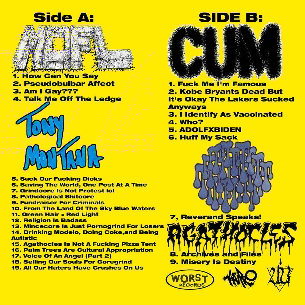 MDFL/Agathocles/CUM/Tony Montana/RxExGxGxIxN Split 12" LP