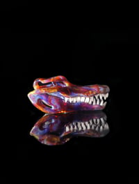 Image 4 of Mini amber purple alligator skull pendant. (Smallest to date)