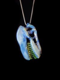 Image 2 of Mirage (CFL reactive) T-Rex skull pendant with illuminati teeth (UV)