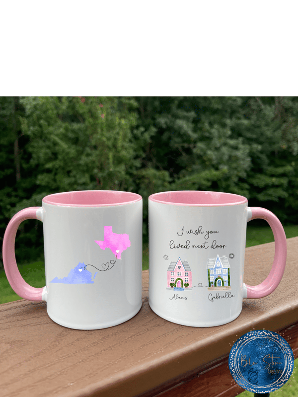 Image of I Wish You Lived Next Door Mug /Long Distance Friendship Mug, Best Friend Moving Gift, Custom State 