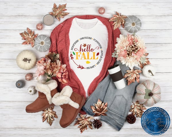 Image of Hello Fall T-Shirt / Fall is my Favorite, Fall Time, Fall Leaves, Thanksgiving, Cute Fall