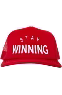 Image 1 of Stay Winning Fortune Frogs Red Trucker Hat