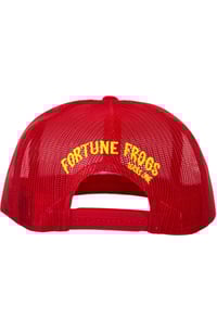 Image 2 of Stay Winning Fortune Frogs Red Trucker Hat