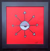 chaos eye (original painting) large 13x13 FRAMED black V5