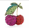 Sparkling Big Cherry Brooch