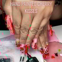 Image 3 of HAND PAINTED  CHERRY KISSES  PRESS ON VALENTINO ACRYLIC NAILS 🍒 