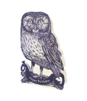 Image of Blue Tawny Birthday Owl JL 3D 091